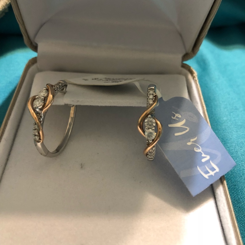 Brand new ever us two tone diamond earrings.